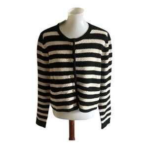 a new day Black and White Striped Cardigan Sweater